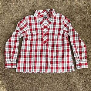 Talbots  Red and White Plaid no iron shirt